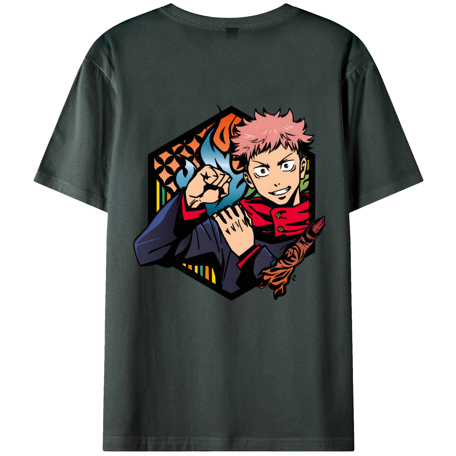 （画像用） 呪術廻戦 Jujutsu Kaisen 綿100％ メンズ半袖Tシャツ（バックプリント） 通気性